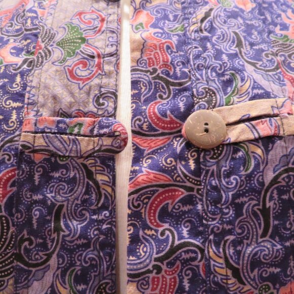 Women Small Blue Thailand Blouse Shirt Jacket Summer Lightweight Cotton Button - Picture 4 of 12